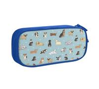 EnkzpoHen Astuccio da viaggio ad alta capacità con stampa di cuccioli di scarabocchio, per ufficio e casa, cerniera a doppio strato, Blu, Taglia unica, Set di zaini per la scuola