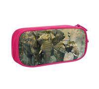 EnkzpoHen Astuccio da viaggio ad alta capacità con stampa di elefanti della natura, per ufficio e casa, cerniera a doppio strato, rosa, Taglia unica, Set di zaini per la scuola