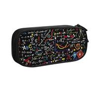 EnkzpoHen Astuccio da viaggio ad alta capacità con stampa di formula matematica, per ufficio e casa, cerniera a doppio strato, Nero , Taglia unica, Set di zaini per la scuola