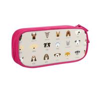 EnkzpoHen Astuccio da viaggio ad alta capacità con stampa di razza canina, per ufficio e casa, cerniera a doppio strato, rosa, Taglia unica, Set di zaini per la scuola