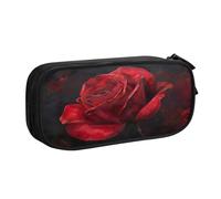 EnkzpoHen Astuccio da viaggio ad alta capacità con stampa di rose rosse, per ufficio e casa, cerniera a doppio strato, Nero , Taglia unica, Set di zaini per la scuola