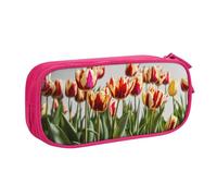 EnkzpoHen Astuccio da viaggio ad alta capacità con stampa di tulipani colorati per ufficio e casa, cerniera a doppio strato, rosa, Taglia unica, Set di zaini per la scuola