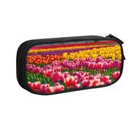 EnkzpoHen Astuccio da viaggio ad alta capacità con stampa di tulipani colorati per ufficio e casa, cerniera a doppio strato, Nero , Taglia unica, Set di zaini per la scuola