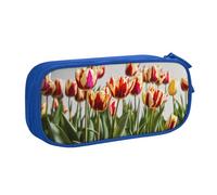 EnkzpoHen Astuccio da viaggio ad alta capacità con stampa di tulipani colorati per ufficio e casa, cerniera a doppio strato, Blu, Taglia unica, Set di zaini per la scuola