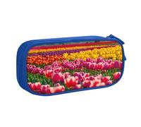 EnkzpoHen Astuccio da viaggio ad alta capacità con stampa di tulipani colorati per ufficio e casa, cerniera a doppio strato, Blu, Taglia unica, Set di zaini per la scuola