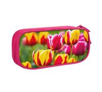 EnkzpoHen Astuccio da viaggio ad alta capacità con stampa di tulipani rosa, per ufficio e casa, cerniera a doppio strato, rosa, Taglia unica, Set di zaini per la scuola