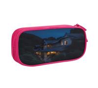 EnkzpoHen Astuccio da viaggio ad alta capacità con stampa luna piena di notte, per ufficio e casa, cerniera a doppio strato, rosa, Taglia unica, Set di zaini per la scuola