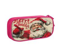 EnkzpoHen Astuccio da viaggio ad alta capacità con stampa Merry Christmas per ufficio e casa, cerniera a doppio strato, rosa, Taglia unica, Set di zaini per la scuola