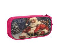 EnkzpoHen Astuccio da viaggio ad alta capacità con stampa Merry Christmas per ufficio e casa, cerniera a doppio strato, rosa, Taglia unica, Set di zaini per la scuola