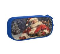 EnkzpoHen Astuccio da viaggio ad alta capacità con stampa Merry Christmas per ufficio e casa, cerniera a doppio strato, Blu, Taglia unica, Set di zaini per la scuola