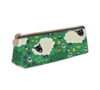 EnkzpoHen Astuccio per matite con stampa di pecore, astuccio compatto ed elegante in pelle con cerniera, elegante, portatile