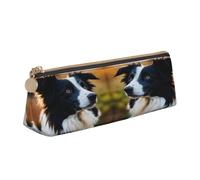 EnkzpoHen Astuccio per matite con stampa di un cane, custodia compatta ed elegante in pelle con cerniera, elegante, portatile