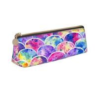 EnkzpoHen Bellissimo astuccio con stampa di sirena, con colori arcobaleno, compatto ed elegante, in pelle con cerniera, elegante, portatile