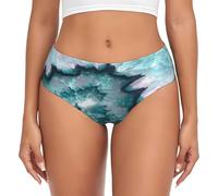 EnkzpoHen Biancheria intima triangolare da donna senza cuciture con stampa di agata color foglia di tè, comfort, morbido elasticizzato, mutandine non visibili, Nero , 3XL