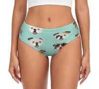 EnkzpoHen Biancheria intima triangolare da donna senza cuciture con stampa di bulldog inglese, confortevole, morbido elasticizzato, mutandine non visibili, Nero , L