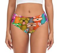 EnkzpoHen Biancheria intima triangolare da donna senza cuciture con stampa di cani Schnauzer carini, comfort, morbido elasticizzato, mutandine non visibili, Nero , XL