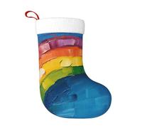 EnkzpoHen Calza natalizia personalizzata con stampa arcobaleno, per camino, parete, scala, graziosa decorazione Goliday