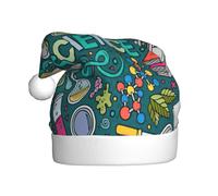 EnkzpoHen Cappello natalizio unisex con stampa a tema scienza dei cartoni animati, decorazione per feste di festa, comodo copricapo natalizio