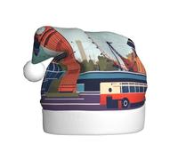 EnkzpoHen Cappello natalizio unisex con stampa "I Love London", decorazione per feste, comodo copricapo natalizio