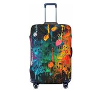 EnkzpoHen Copertura elastica colorata per valigia, con stampa di note musicali, adatta per viaggi di lavoro e vacanze (da S a XL), Nero , L