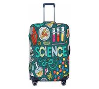 EnkzpoHen Copertura elastica per valigia con stampa a tema scienza dei cartoni animati, adatta per viaggi di lavoro e vacanze (da S a XL), Nero , L