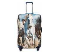 EnkzpoHen Copertura elastica per valigia con stampa artistica di cavalli che corrono, adatta per viaggi di lavoro e vacanze (dalla S alla XL), Nero , XL