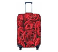 EnkzpoHen Copertura elastica per valigia con stampa di rose rosse, adatta per viaggi di lavoro e vacanze (da S a XL), Nero , S