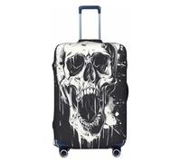 EnkzpoHen Copertura elastica per valigia con stampa di teschio fantasma horror, adatta per viaggi di lavoro e vacanze (da S a XL), Nero , S