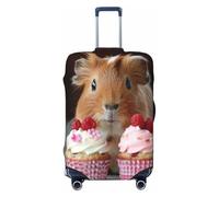 EnkzpoHen Copertura elastica per valigie con stampa di porcellini d'India e cupcake, adatta per viaggi di lavoro e vacanze (da S a XL), Nero , L