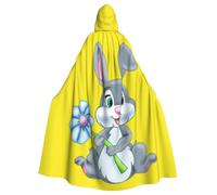 EnkzpoHen Divertente mantello con cappuccio a lunghezza intera con stampa di coniglio pasquale per adulti, per feste, cosplay ed eventi di carnevale