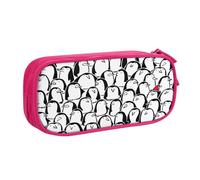 EnkzpoHen Elegante astuccio da viaggio ad alta capacità con stampa di una folla di pinguini, per ufficio e casa, cerniera a doppio strato, rosa, Taglia unica, Set di zaini per la scuola