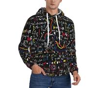 EnkzpoHen Felpa a maniche lunghe con stampa di formula matematica con tasche, morbida, confortevole e leggera, Nero , L