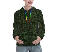 EnkzpoHen Felpa con cappuccio da donna alla moda con stampa matematica, maniche lunghe con coulisse e tasca, Nero , XL