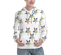 EnkzpoHen Felpa con cappuccio da donna alla moda con stampa stelle orientali, maniche lunghe con coulisse e tasca, Nero , L