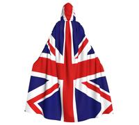 EnkzpoHen Mantello con cappuccio a lunghezza intera con stampa bandiera del Regno Unito, per adulti, per feste, cosplay ed eventi di carnevale