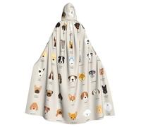 EnkzpoHen Mantello con cappuccio a lunghezza intera con stampa di razza canina per adulti, per feste, cosplay ed eventi di carnevale