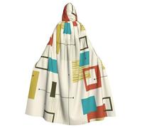 EnkzpoHen Mantello con cappuccio a lunghezza intera con stampa moderna di metà secolo per adulti, per feste, cosplay ed eventi di carnevale