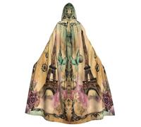 EnkzpoHen Mantello con cappuccio a lunghezza intera con stampa Torre Eiffel di Parigi, per adulti, per feste, cosplay ed eventi di carnevale