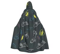 EnkzpoHen Mantello con cappuccio per adulti, stampa skateboard, graffiti, per feste, cosplay ed eventi di carnevale