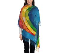 EnkzpoHen Sciarpa calda con nappe con stampa arcobaleno piccola per le donne, scialle elegante da viaggio per tutti i giorni