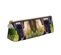 EnkzpoHen Simpatico astuccio nero con stampa di un carlino, compatto ed elegante astuccio in pelle con cerniera, elegante, portatile