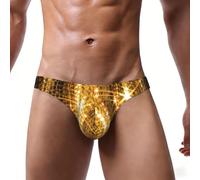 EnkzpoHen Slip elasticizzati degli uomini della stampa della scintilla dello scintillio dell'oro, morbido comodo alla moda, Nero , L