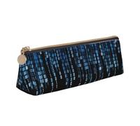 EnkzpoHen The Blue Binary Print Pencil Case, compatto ed elegante astuccio in pelle con cerniera, elegante, portatile