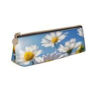 EnkzpoHen Wild White Daisy Flower Print Pencil Case, compatto ed elegante astuccio in pelle con cerniera, elegante, portatile