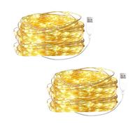 ENLACE 2 catene luminose a LED con USB, 3 m, 30 LED, filo di rame | Ghirlanda luminosa in micro filo d'argento bianco caldo, per Natale, feste, Halloween, matrimoni, decorazione per interni