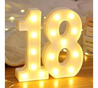 ENLACE Lampada a LED con Numeri Illuminati 18, Numeri con Cifre Luminose 1 e 8, Luce Bianca Calda, Cifre Luminose a Batteria, Luci con Numeri Illuminati per Festa di Compleanno da 18 Anni per Ragazza