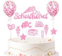 ENLACE Set di decorazioni per torte per l'inizio della scuola, per bambini e bambine, per il primo giorno di scuola, per feste di ritorno a scuola (rosa)