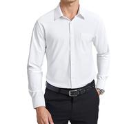 Enlision Camicia Bianca No Stiro Uomo Manica Lunga Elasticizzata Camicia Che Non Si Stropiccia Uomo Elegante Classiche Taglio Regolare Business Ufficio Formale Funerale con Bottoni e Tasca 2XL