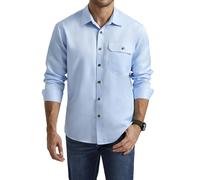 Enlision Camicia Blu Uomo Manica Lunga Casual No Stiro Camicia da Lavoro Uomo Cotone Regular Fit 2XL