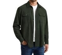 Enlision Camicia Giacca Uomo in Velluto a Coste Giacca Verde Militare Leggera Stile Vintage con Tasche a Patta per Autunno Primavera e Uso Quotidiano S